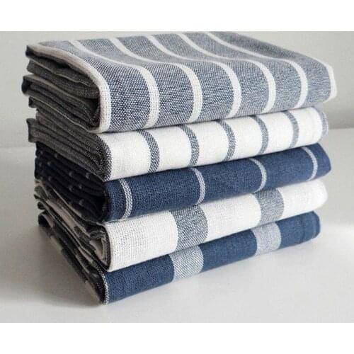 1pc Nordic Blue Table Napkin Kitchen Towel Tea Towel 50x70cm Dyed Yarns Woven 100% Cotton
