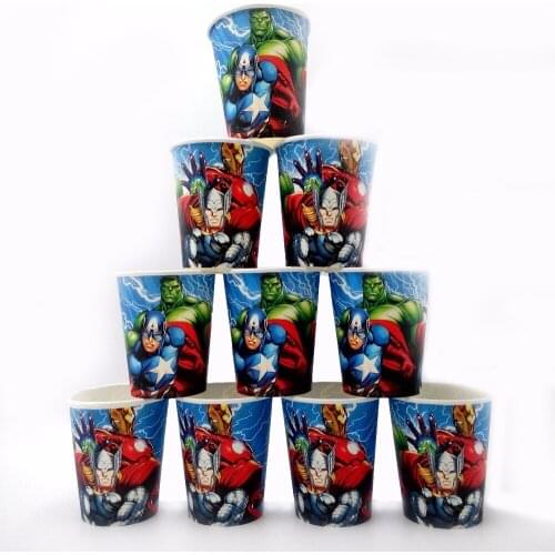 10pcs/lot Avengers Hulk Paperboard Cup Cartoon Birthday Decoration Theme Party Supply Xmas Festival For Kids Girls Boys Blue