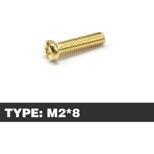 100pcs M2*8 Brass Cross Recessed Pan Head PM Screws Phillips Screws