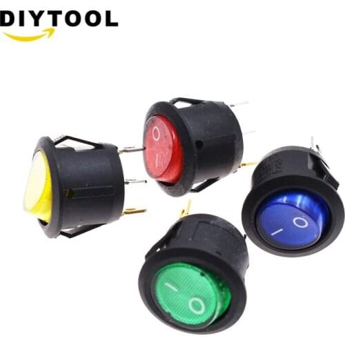 5Pcs Mini 3 Pin Round Black SPDT ON-OFF Rocker Switch Snap-in Plastic Push Button Switch Toggle Switch