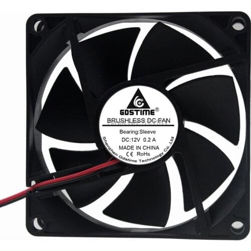 Gdstime Brushless DC Cooling Fan 80x80x20mm 80mm Silent CPU Cooler 8cm 12V 2Pin