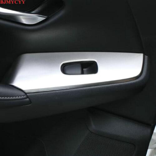 BJMYCYY 4PCS/SET Stainless steel decorative patch of window regulator switch panel for Nissan Sylphy 14th Sentra 2019 2020