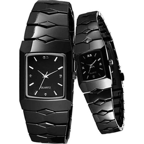 Couple Watch Full Stainless Steel Black Watch Men Luxury Classic Quartz Wrist Watch Women New Design 5D7D 6UFT reloj mujer