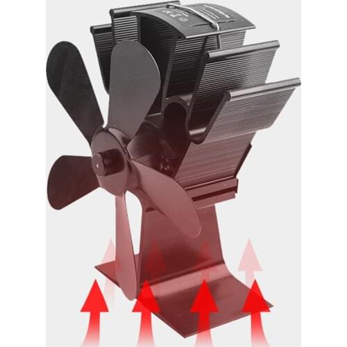 Black Fireplace 4 Blade Heat Powered Stove Fan Log Wood Burner Eco Friendly Quiet Fan Home Efficient Heat Distribution
