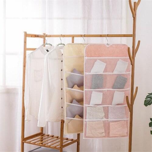 30Grid Double-sided Storage Hanging Bag Foldable Wardrobe Wall Door Back Bag Underwear Socks Sundries Storage Bags Organizer