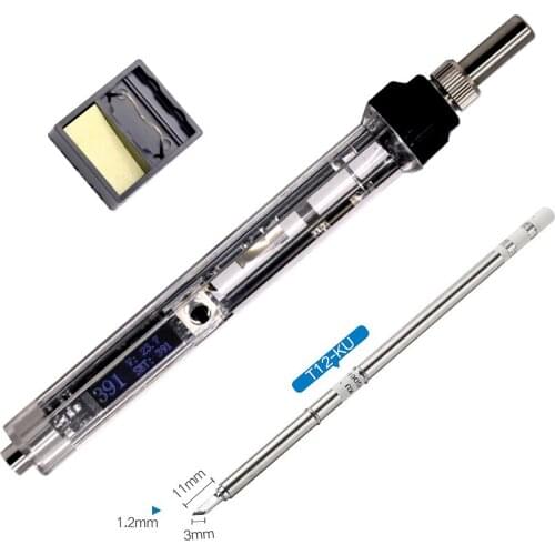 OLED T12 Electric Soldering Iron Mini Portable Temperature Adjustable Soldering Station Iron with T12 Tips Welding Tool