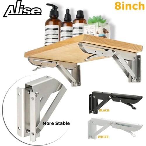 Alise Stainless Steel Folding Shelf Bracket Heavy Duty Brackets for Floating shelves Support Wall Mount,Brushed Nickel 2 Pcs