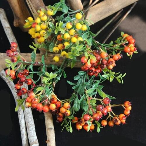 Artificial Christmas Berry Fruit Branch Fake Flowers Green Plants Wedding Home Party Living Room DIY Festival Vase Decoration