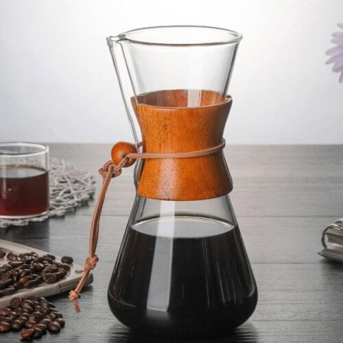 Classic Glass Coffee Pot V60 Dripper with Wooden Handle Pour Over Coffee Maker Espresso Coffe Drip Kettle Barista Tools