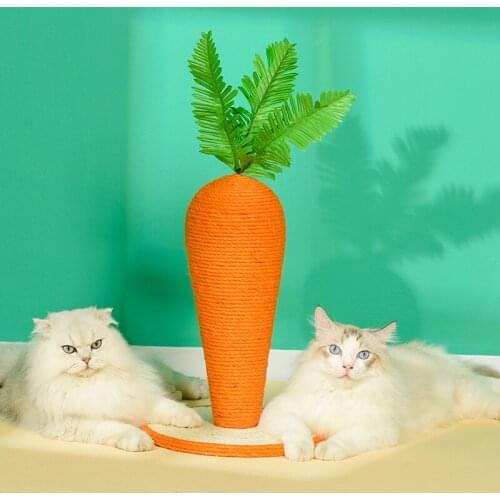Cat Scratching Post Carrot Shaped Sisal Scratcher Rope Scratch Toy Cat Climbing Frame Tree Furniture Traning Toys