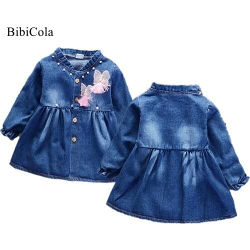 Girls Spring Autumn Coats Kids Jackets Toddler Flower Decoration Children Denim Jacket Children Girls Outerwear Baby Clothes