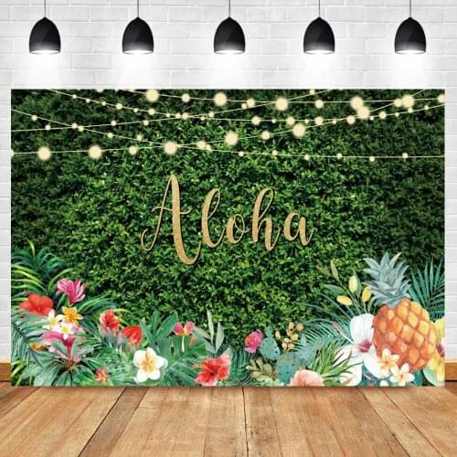 Laeacco Aloha Carnival Birthday Party Backdrop For Photography Green Plants Pineapple Jungle Party Photo Background Photo Studio