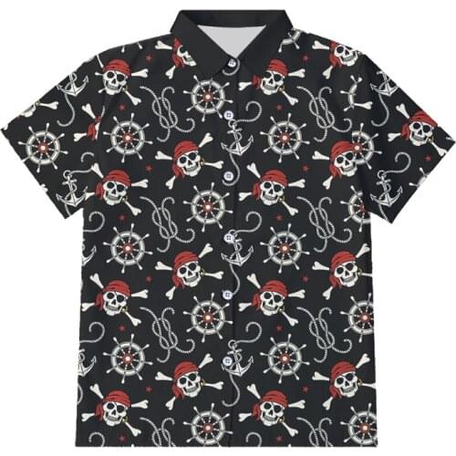 IFPD EU Size Summer Women/mens 3d Printed Pirate Skull Button Shirts Unisex Short Sleeve Shirts Casual Plus Size Hawaiian Shirt
