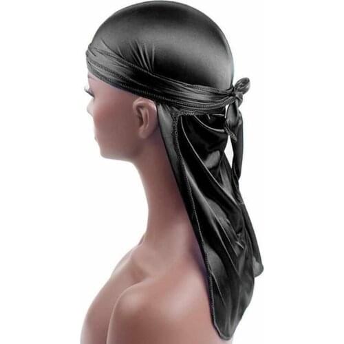 Mens Silky Durags Bandanas Turban hat Wigs Doo Men Satin Biker Tail Long Headwear Headband Durag Hair Du-Rag Accessories