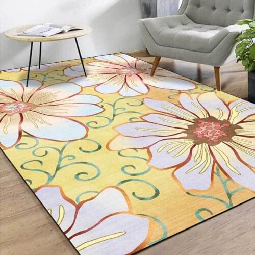 American Fresh Flower Big Flower Printed Carpet Soft Shaggy Water Absorbent Bathroom Door Mat Bedroom Bedside Non-Slip Area Rugs