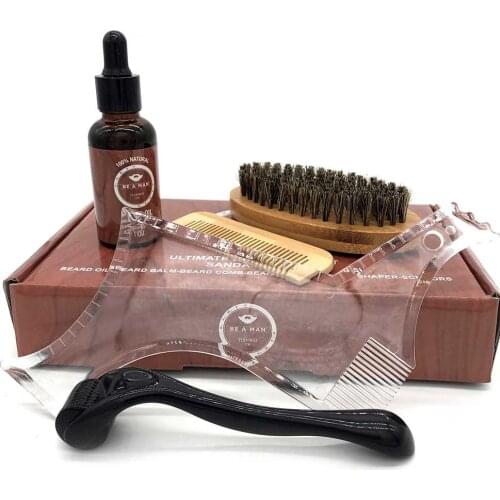 Mens Beard Care Set Beard Styling Comb Beard Oil Beard Essence Beard Grooming Tool Beard Care Kit 5 Pcs/Set