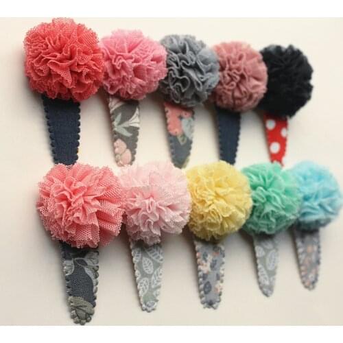 New 20pcs/lot Gauze Hair Roll Kids Ball Shape Modish Girls Hairpin 10colors BB Hair Clip High Quality Flower Printed Hair Grips