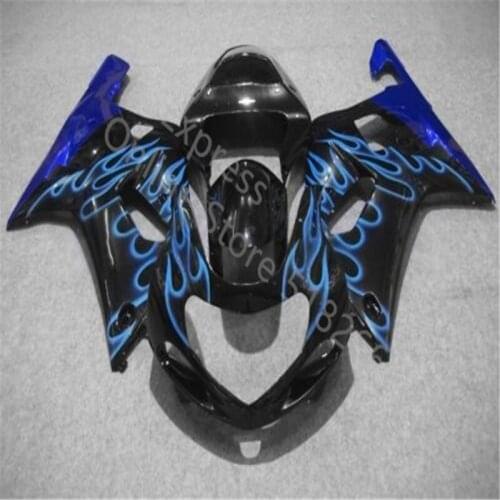 Black blue flames ABS plastic fairings for suzuki gsxr1000 00 01 02 GSXR 1000 2000-2002 bodywork fairing kit