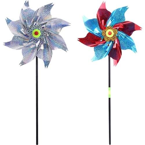 50cm Bird Repeller Pinwheels 5 Leaves Reflective Sparkly Bird Deterrent Windmill Protect Garden Plant Flower Garden Lawn Decor