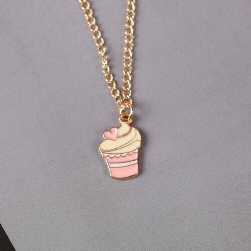Japan And South Korea New Student Necklace Female Fashion Cartoon Ice Cream Charm Temperament Girl Clavicle Chain Accessories