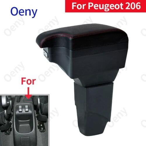 For PEUGEOT 206 Armrest Interior Parts 2017 Car Armrest box Retrofit parts Storage box car accessories Interior with USB LED