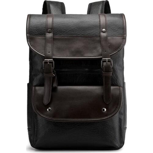 New Men Backpacks Vintage High Quality Leather Male Korean Student Backpack Large Boy Business Laptop School Computer Bag
