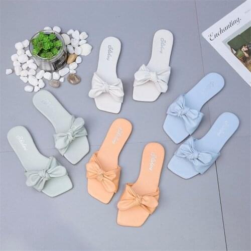 Fairy style bowknot sandals and slippers women summer 2021 new beach slippers temperament fashion sandals for outer wear