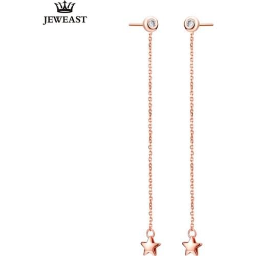 18K Pure Gold Earring Real AU 750 Solid Gold Earrings Good Nice Star Upscale Trendy Classic Party Fine Jewelry Hot Sell New 2020