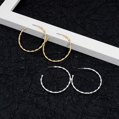 Yellow Gold, Rose Gold, or White Gold Plated Bamboo Hoop Earrings Stud earrings