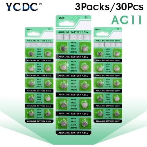 YCDC 30x AG11 LR721 362 SR721 162 532 S12 1.55V Button Coin Cell Alkaline Disposable Batteries for Watch Remote Toy