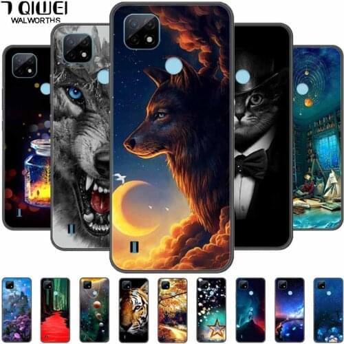 For Realme C21 Case Silicone Soft TPU Wolf Phone Cover for OPPO Realme C21 Case 6.5'' Black Bumper RealmeC21 C 21 2021 Coque