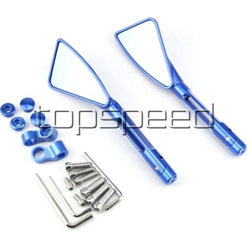Blue Motorcycle Side Rearview Mirrors For Honda Suzuki Kawasaki Yamaha KTM Buell Ducati Buell Aprilia Triumph