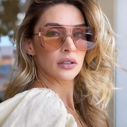 2021 New Luxury Brand One Piece Rimless Sunglasses For Women Vintage Alloy Oversized Gradient Black Brown Sun Glasses Men Shades