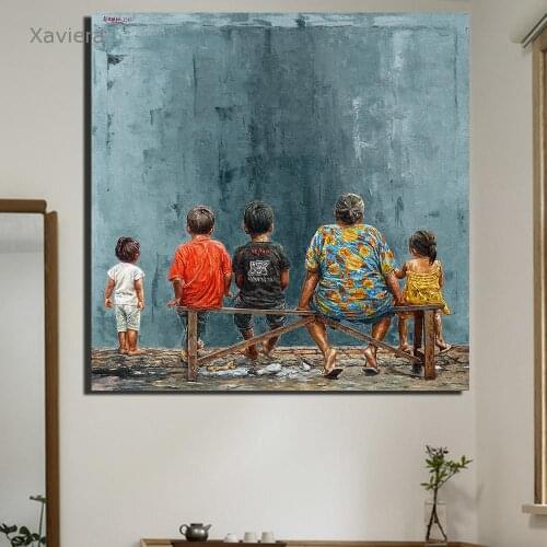 Nordic Modern Art Canvas Painting Kids Adults Back View Posters and Prints Home Decoration Living Room Square Print Pictures
