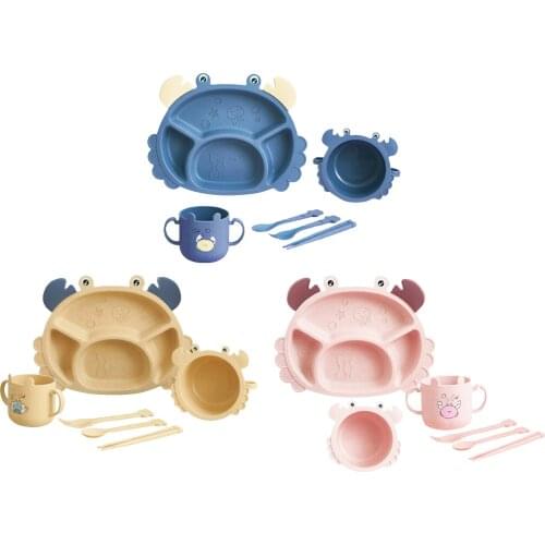 Toddler Plates Children Bowl Set Household Meal Plate Self Feed Training Tableware for Toddler Baby Dishes Utensils