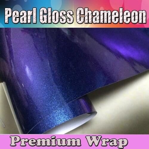 High Poly Pearl Chameleon Vinyl Foil Blue to Purple Shiny Car Wrap Sticker Bubble Air Free For Body Exterior Decoration 1.52x20m