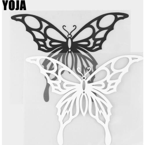 YOJA 16.6×12.9CM Lovely Butterfly Cartoon Animals Vinyl Decal Car Stickers Black/Silver 19C-0311