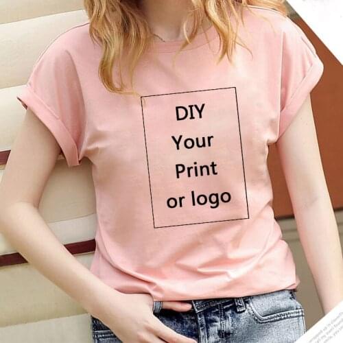 Customized Printing Woman Tshirt Harajuku Women DIY Your Like Photo Or Logo Pink T-shirt Fashion Custom Female Clothing Tops Tee