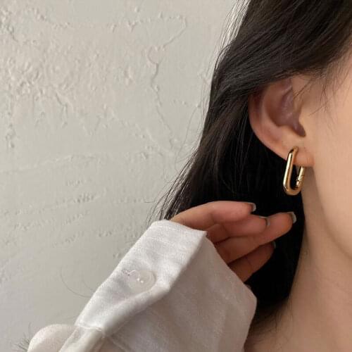 Bilandi Fashion Punk U Shape Geometric Earrings 2021 New Godlen Silvery Color Metal Earrings Women Modern Jewelry Party Gifts