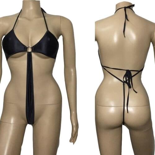 Women One-piece Mini Micro Bikini Set Sexy Swimwear Hollow Out G-String Back Teddy Bodysuit Lingerie