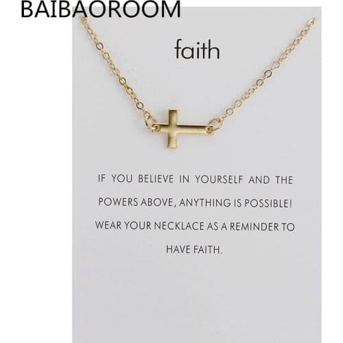 12pcs Fashion Jewelry "Faith" Sideways Cross Pendant Necklace For Women