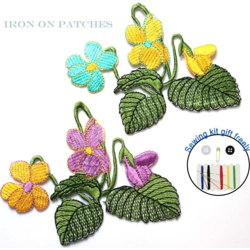 1pc floral embroidered Patches for Clothing iron on Embroidery Stickers Clothing Applique flowers Decoration Badge parche