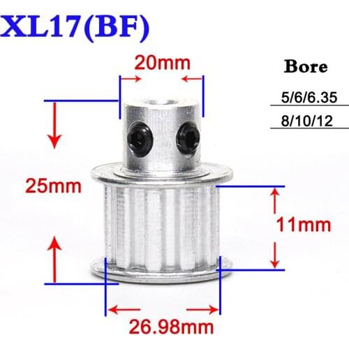 1PCS Convex Synchronous Wheel XL 17 Teeth Timing Pulley Belt Width 11mm Bore 5-17mm