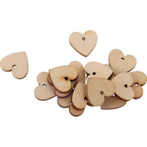 100 Pieces Wood Cutout Shapes Unfinished Heart Slices with Hole for Gift Tags Wedding Craft 20mm