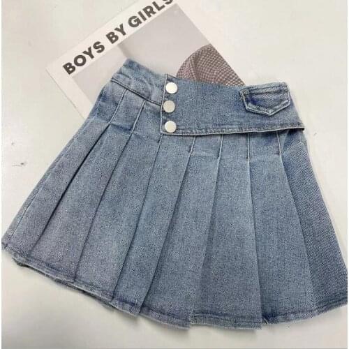 2021 Korean style girls denim draped skirt spring fashion girls skirt 4-9t A623