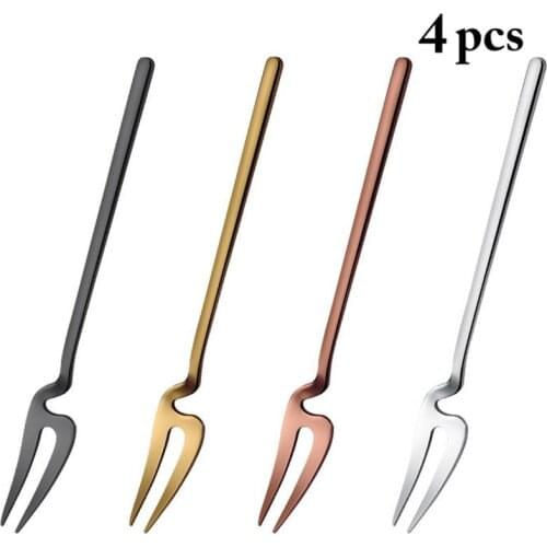 4 Pcs/Set Multicolor Dinnerware Sets Stainless Steel Ice Cream Dessert Scoop Metal Cake Fruit Fork Coffee Sugar Mixing Spoon