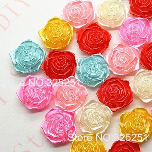 50pcs 17mm resin flat back flower pearl for ornament multicolor free shipping