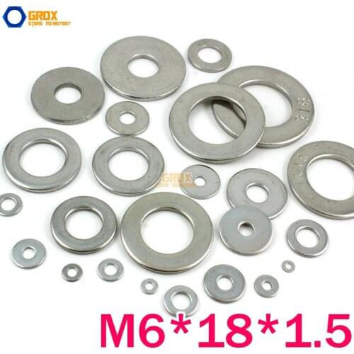 60 Pieces M6*18*1.5mm 316 Stainless Steel Flat Washer Marine Grade