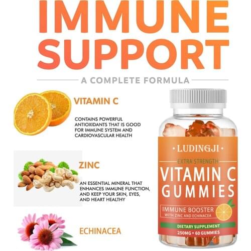 60pcs Vitamin C gummies Vitamin C Tablets Supplement Chewing Tablets VC Tablets Vitamin C Buccal Tablets 18 Hurbolism Cfda