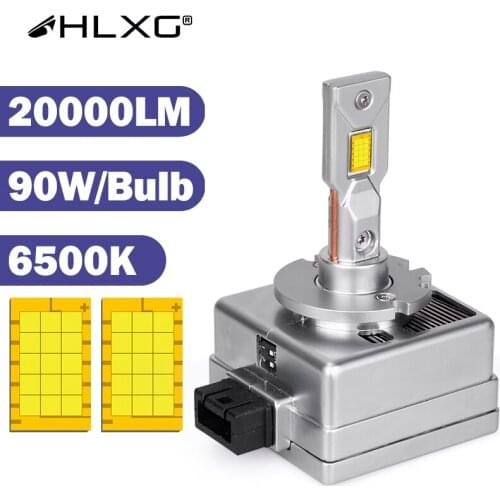 HLXG Mini 1:1 D2R D3S D3R D4S D1S D1R D2S D4R LED Car Headlight 6500K Cold White Update Kit Auto Light Bulb 90W 20000LM Canbus